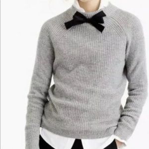 JCrew Factory Black Bow Neck Gray Knit Sweater
